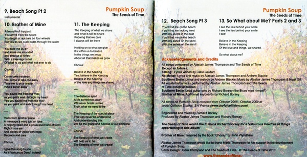 Picture of booklet for Pumpkin Soup album by The Seeds of Time