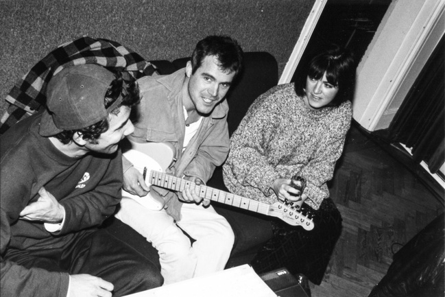 Photo with The Seeds of Time band members: Dimitri Édouard, Alastair James Thompson and Clare Geldart.