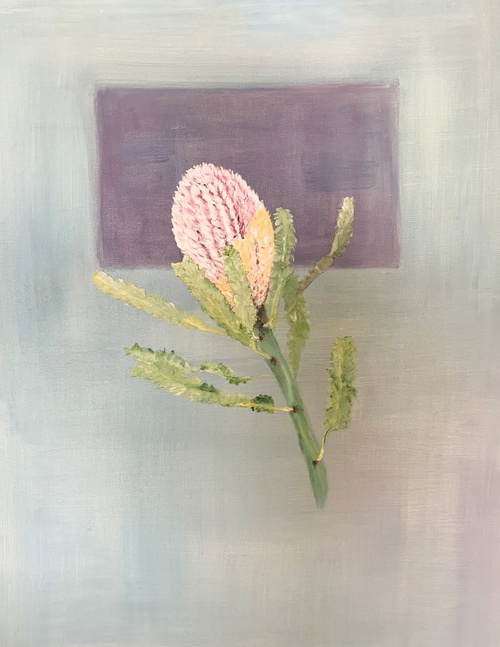 An oil on canvas painting of a flower by Lois Winter